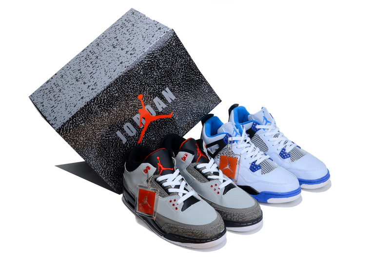 2013 Limited Combine Grey Black Air Jordan 3 And White Blue Jordan 4 Shoes